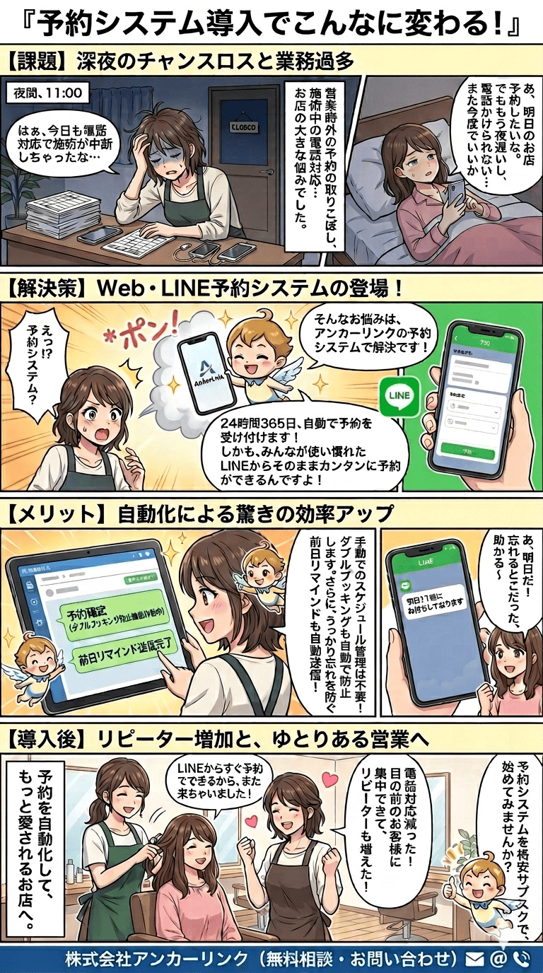 LINE予約でお店が変わる漫画（サロンバージョン）